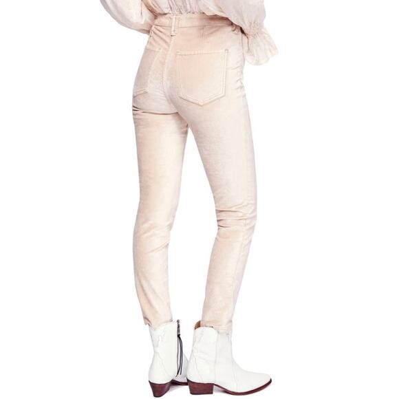 Free People Sweet Jane Velvet Skinny Fit Jeans in Champagne - Picture 2 of 8